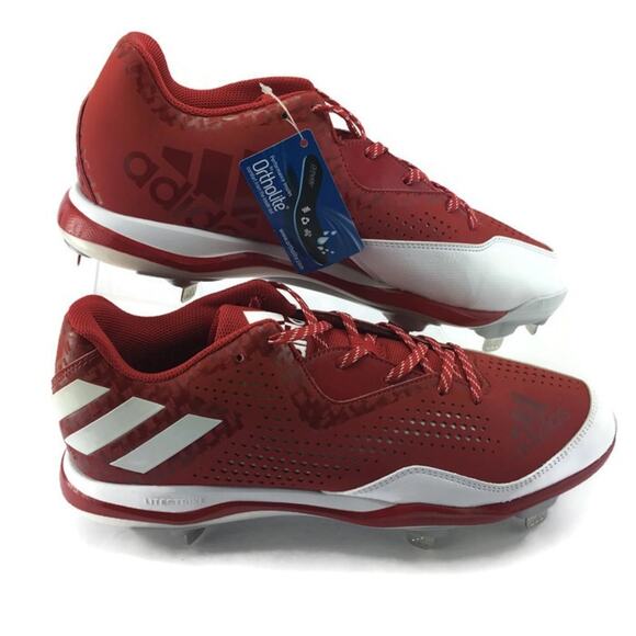 Adidas Red Football Shoes Metal Cleats Ortholite Insoles Mens Size 13 main image 5